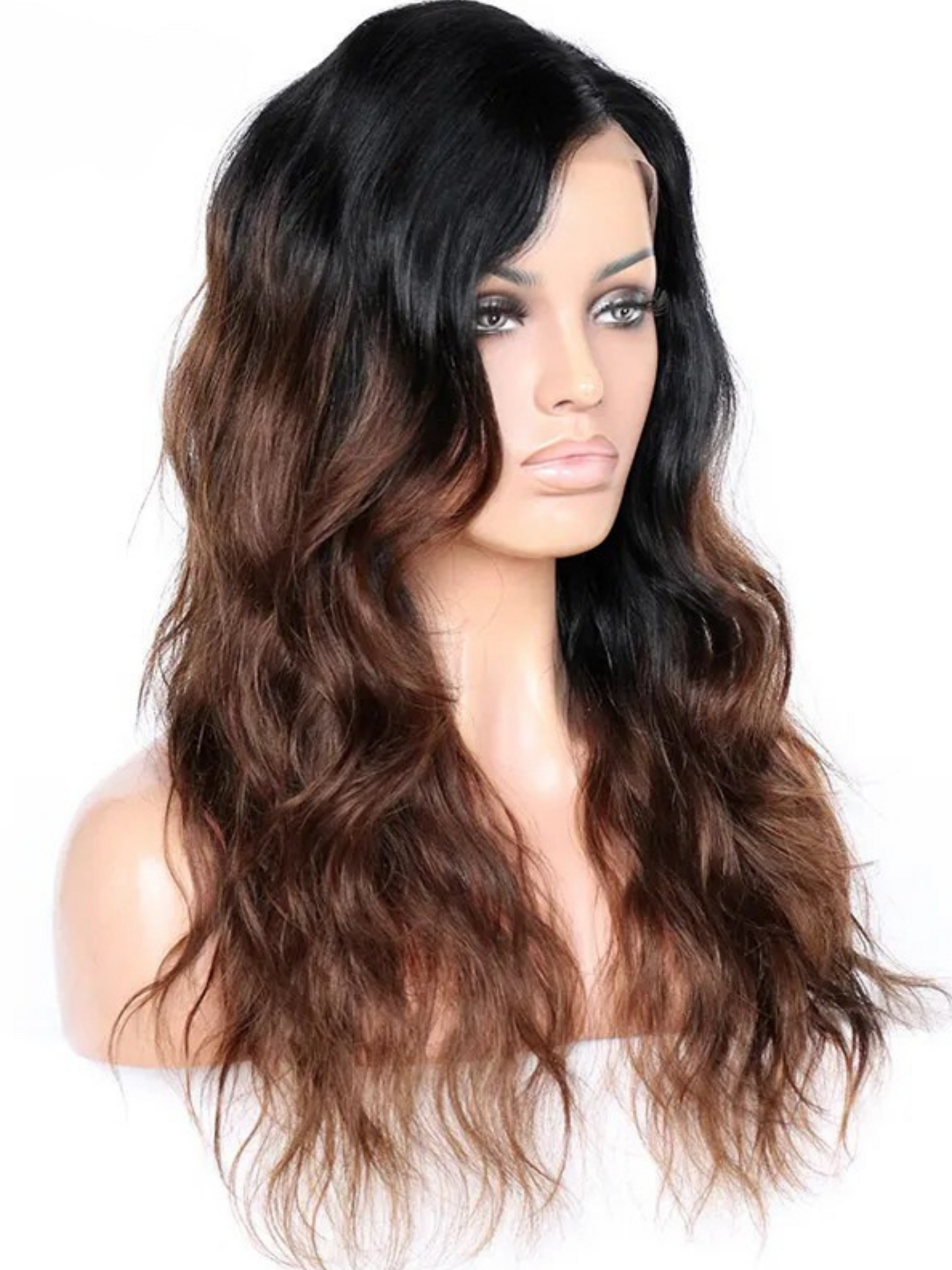Rihanna Chocolate Brown 100%Brazilian Remy Hair Ombre Side Part