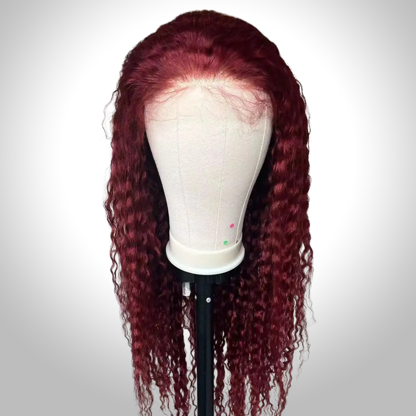 ROSE 26 inch length 5*5 inches HD closure wig Burgundy color curly texture Human Hair lace top wig