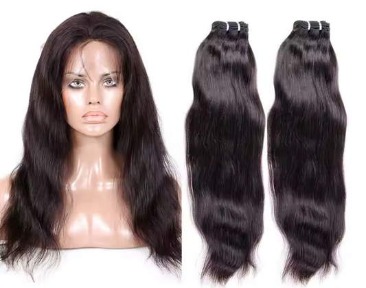 KELSEY Straight brazilian human hair weave bundles with 1 pcs 360 lace frontal band