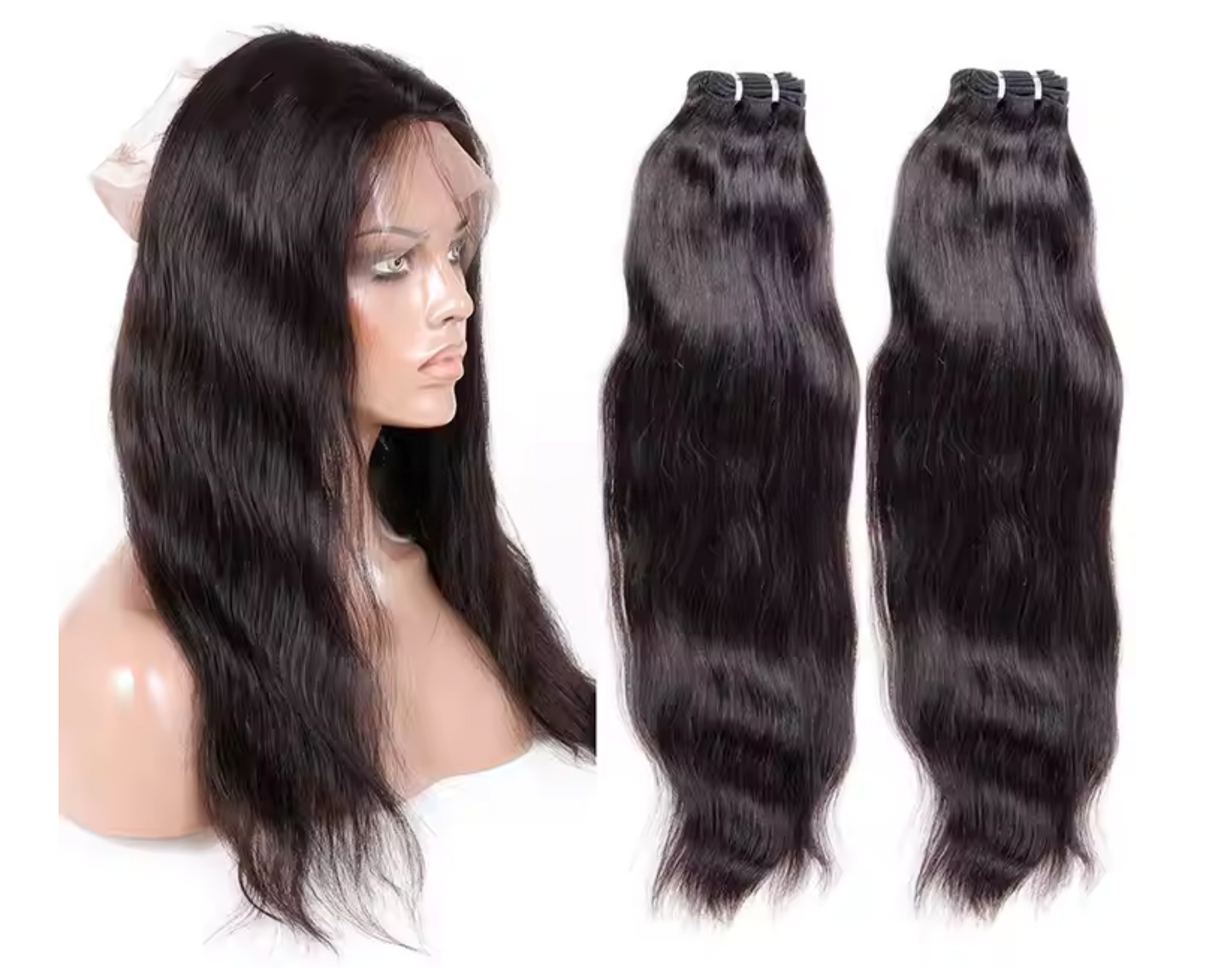 KELSEY Straight brazilian human hair weave bundles with 1 pcs 360 lace frontal band