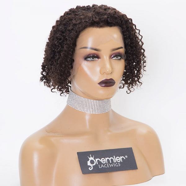 Clearance Sale Extra $30 Off Lace Front Wig Kinky Curly Hair Bob Style 2# 10" 150% Medium Size