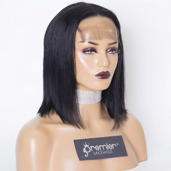 Clearance Sale Extra $30 Off T Part Lace Front Wig Bob Style Silky Straight Hair 1# 12" 150% Medium Size