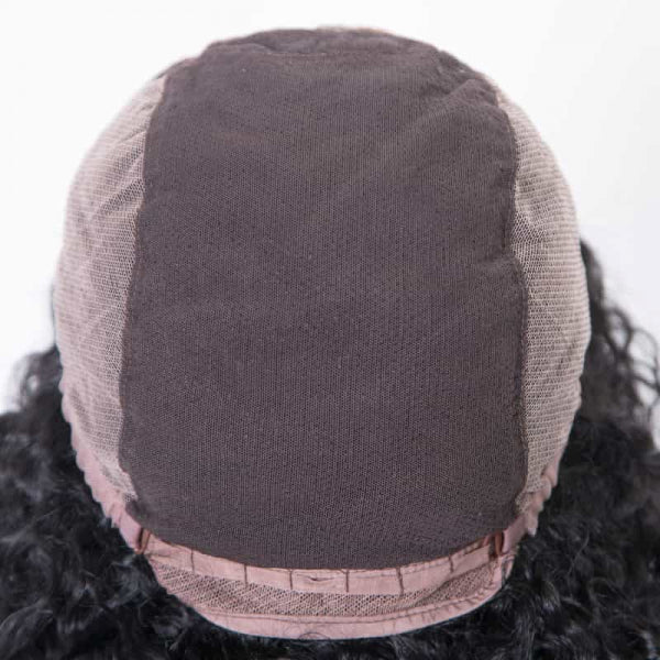 Clearance Sale Extra $30 Off Glueless Full Lace Wigs Indian Remy Human Hair 15mm Curl 1B# 12" 120% , Medium Size