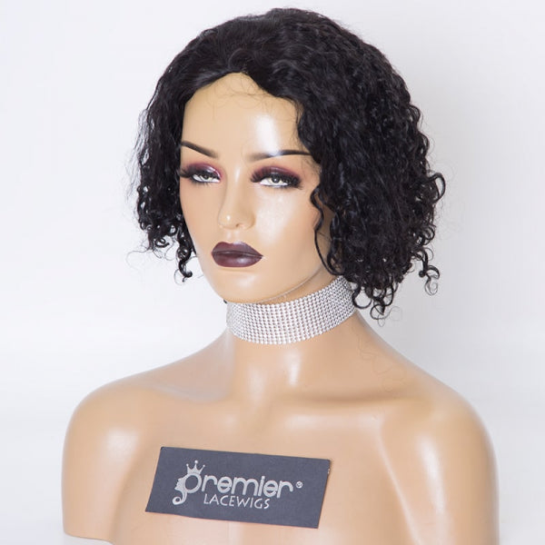 Clearance Sale Extra $30 Off Glueless Full Lace Wigs Indian Remy Human Hair 10mm Curl 1# 10" 120% , Medium Size