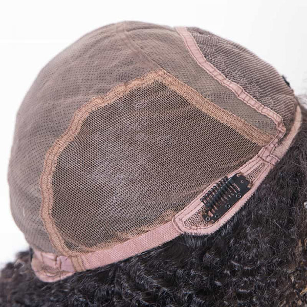 Clearance Sale Extra $30 Off Glueless Full Lace Wigs Indian Remy Human Hair Kinky Curl 1B# 12" 120% , Medium Size