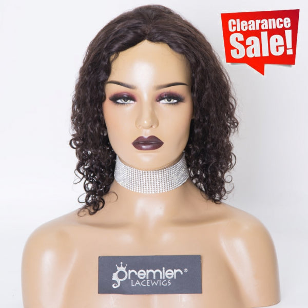 Clearance Sale Extra $30 Off Glueless Full Lace Wigs Indian Remy Human Hair 15mm Curl 1B# 12" 120% , Medium Size