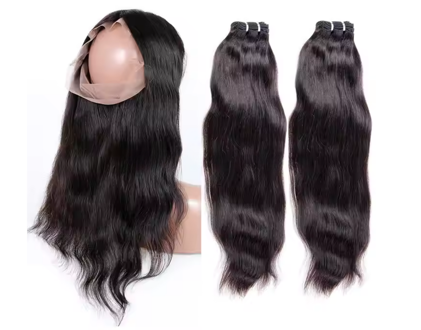 KELSEY Straight brazilian human hair weave bundles with 1 pcs 360 lace frontal band