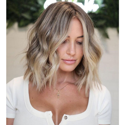 AMELIA Blonde Balayage Hair Wavy Bob Grade 12 A European Virgin Human Hair Double Drawn