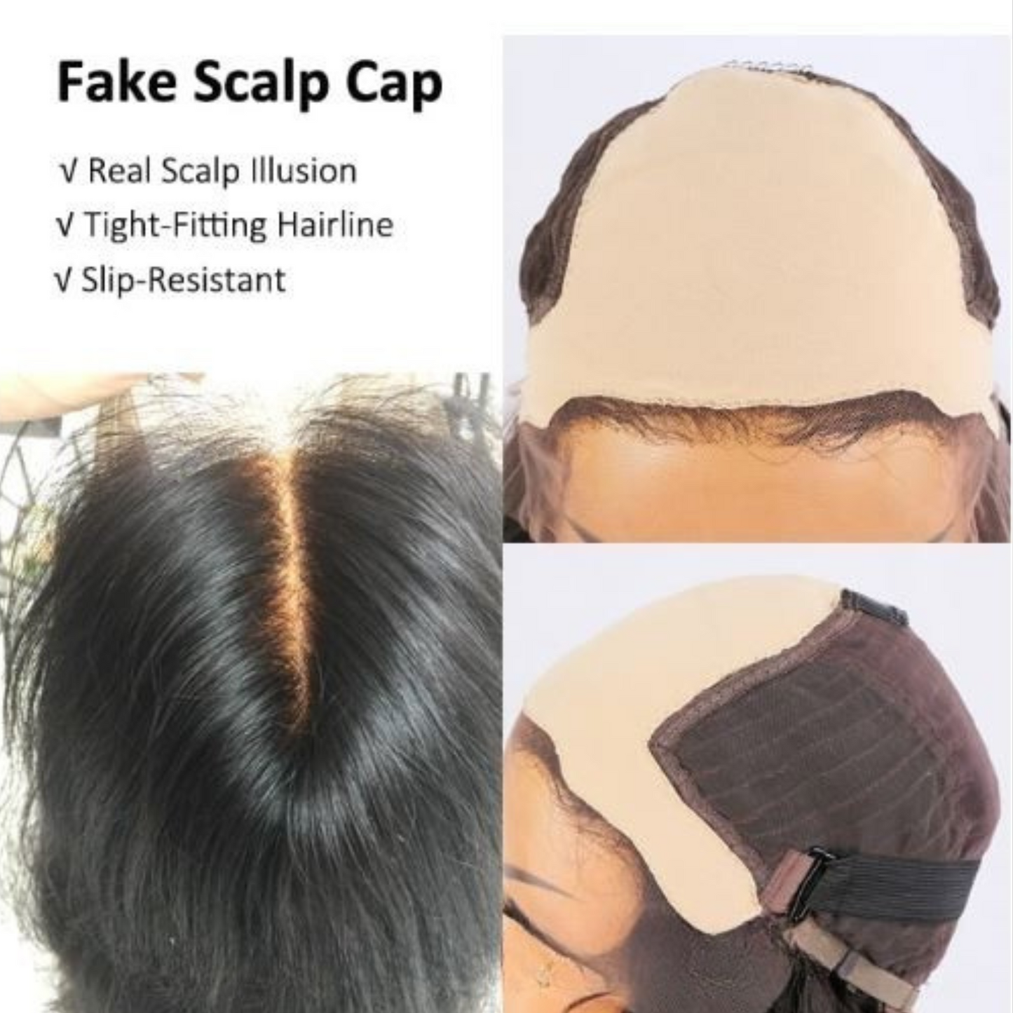 Additional Request To Sew Fake Scalp Bald Cap. Slip-Resistant, Real Scalp Illusion,Tight-Fitting Hairline,100% Hand Sewing