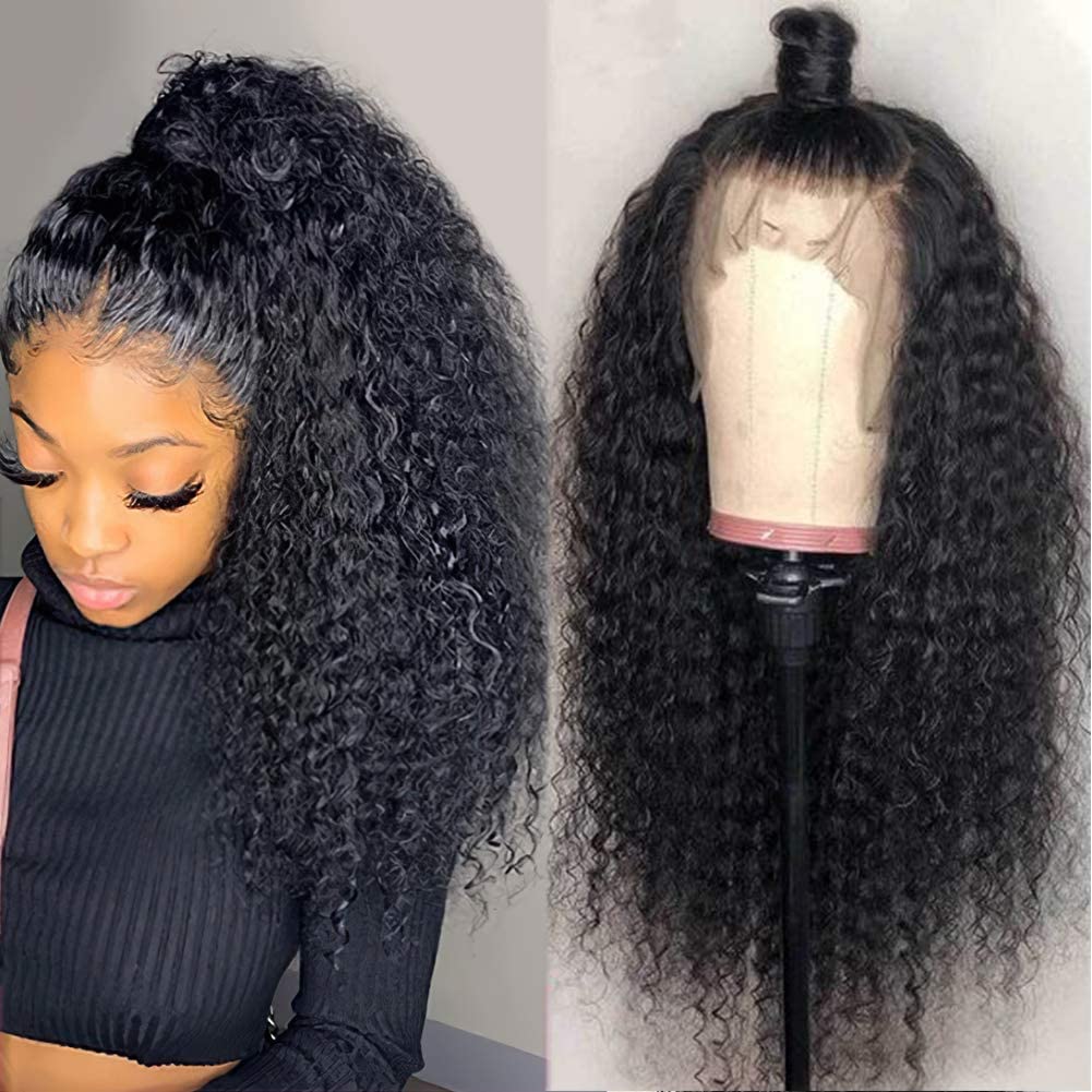 360 Lace Front Wigs Human Hair, Deep Wave 360 Full Lace Frontal Wigs Human Hair Pre Plucked with Baby Hair HD Transparent Lace W