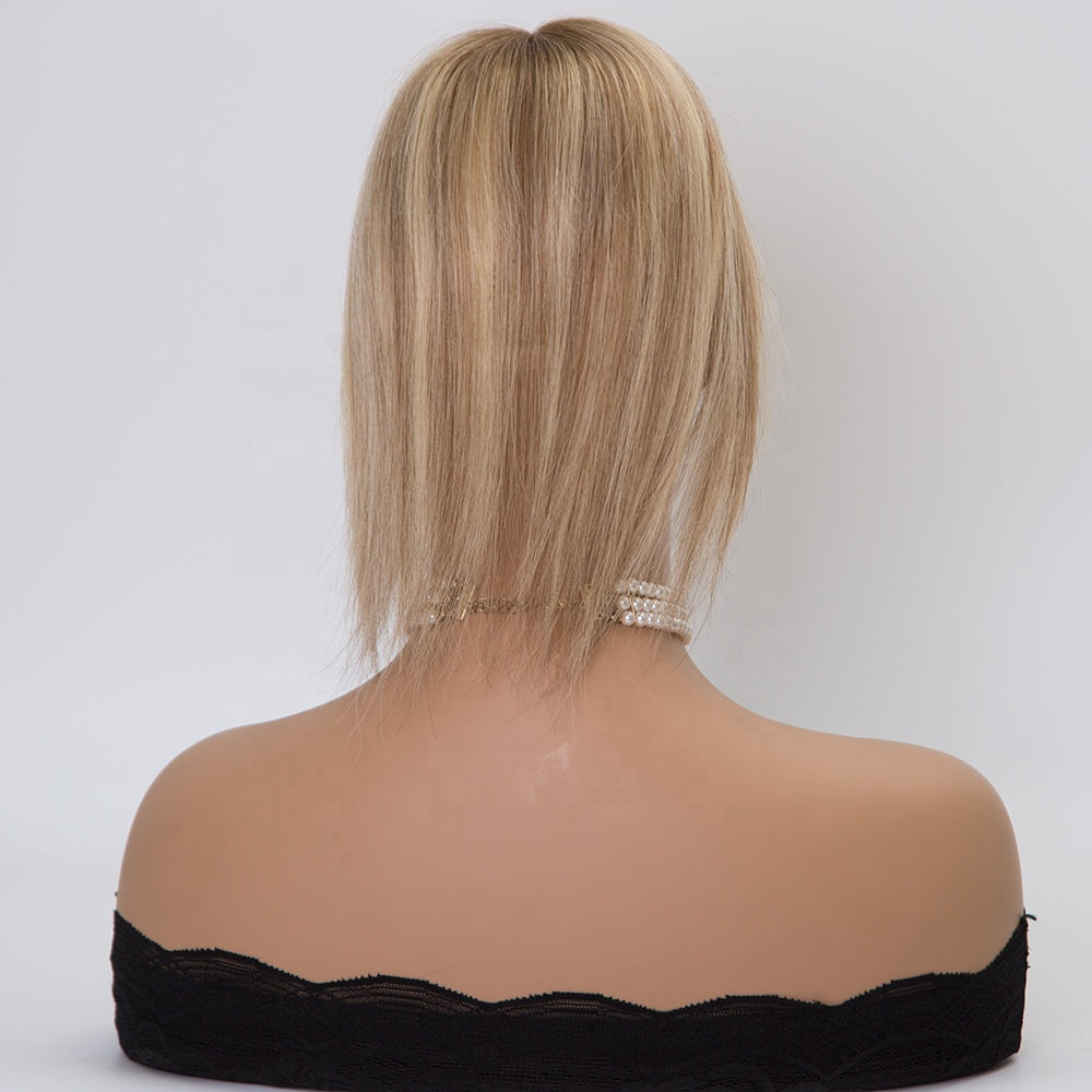 5 x 6.5 size mono topper honey blonde balayage color human virgin hair topper