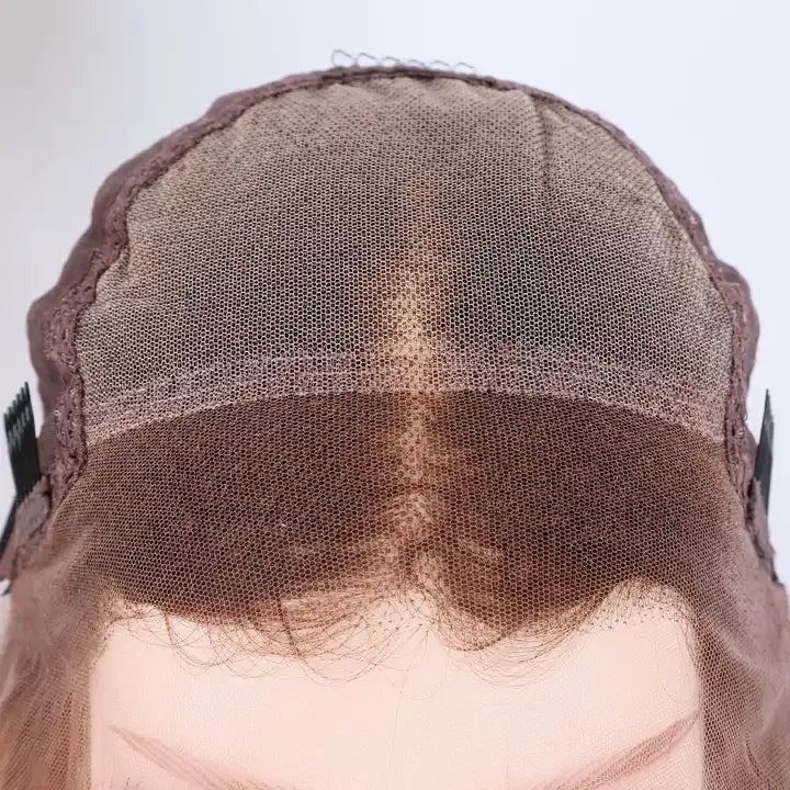 ALLESANDRA ombre brown balayage curly topper wig human hair topper wig 13*6'' HD Swiss Lace Front