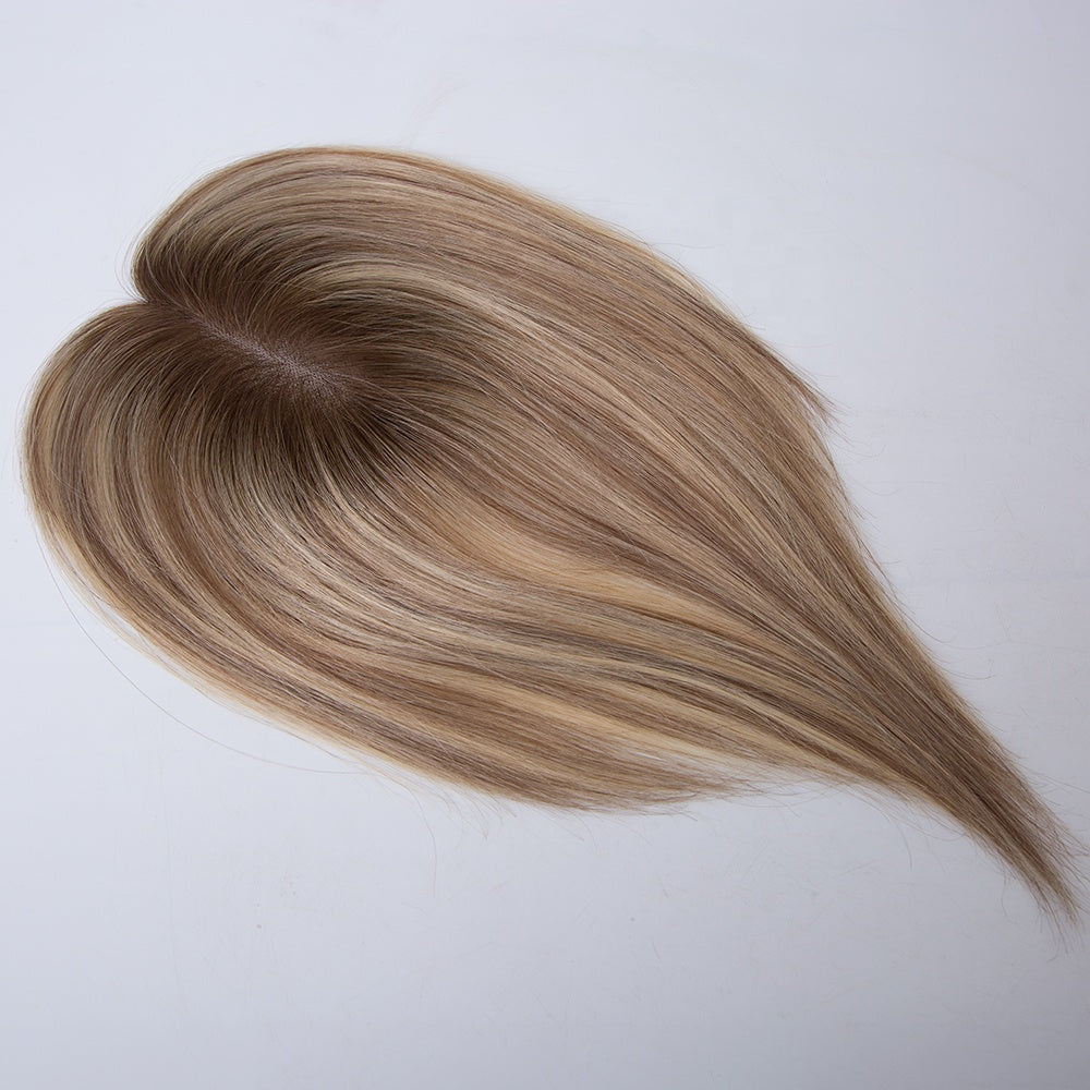5 x 6.5 size mono topper honey blonde balayage color human virgin hair topper