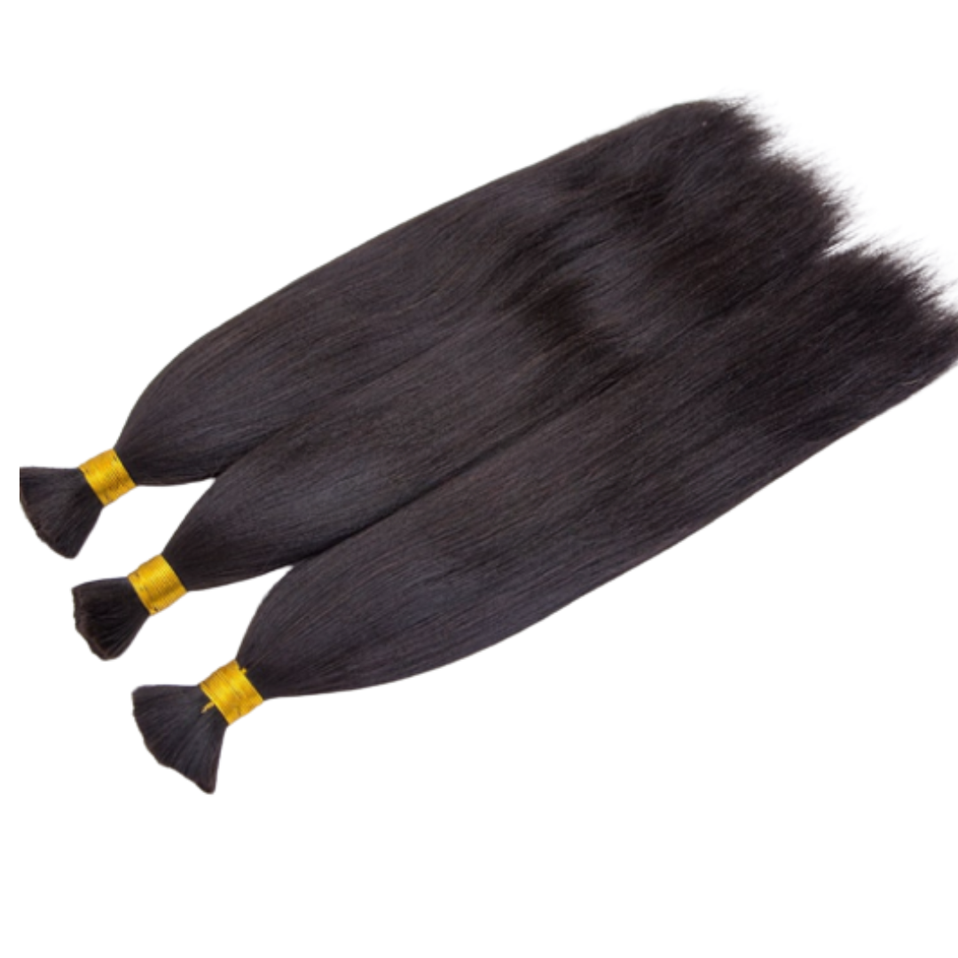 Yaki Straight Bulk Hair Bundles for Braiding,Indian Remy Human Hair