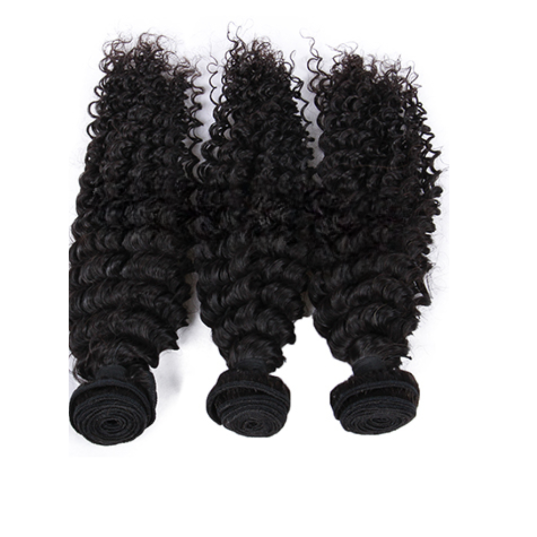 Indian Virgin Human Hair Deep Wave A Lace Closure With 3 Bundles Deal