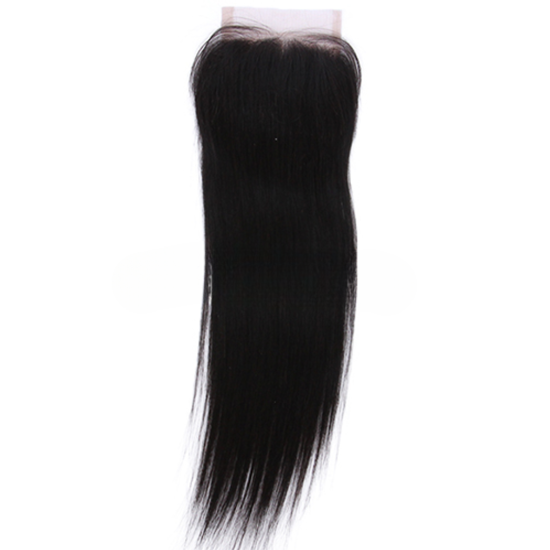 Indian Virgin Human Hair Straight A Lace Closure With 3 Bundles Deal