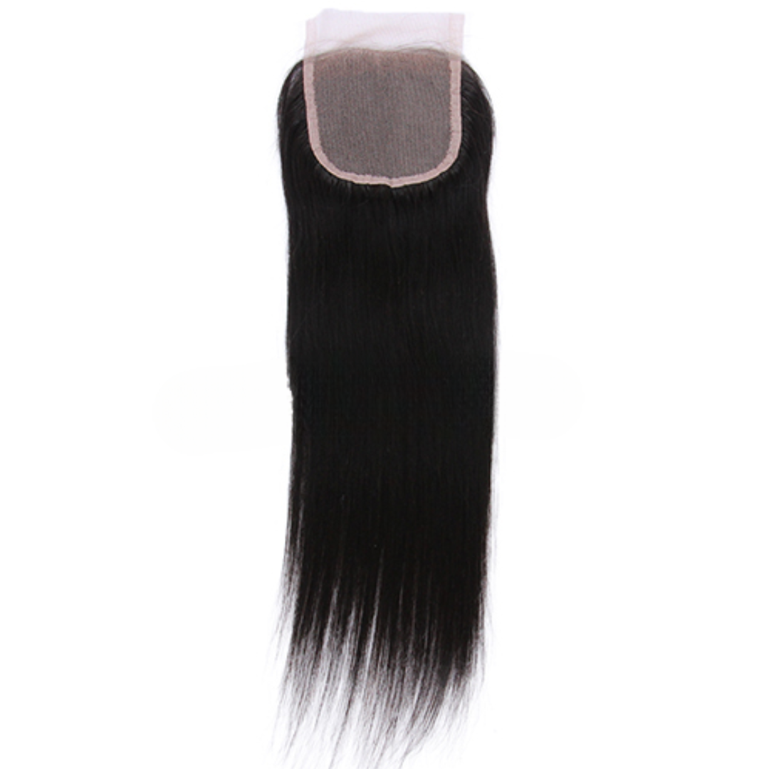 Indian Virgin Human Hair Straight A Lace Closure With 3 Bundles Deal