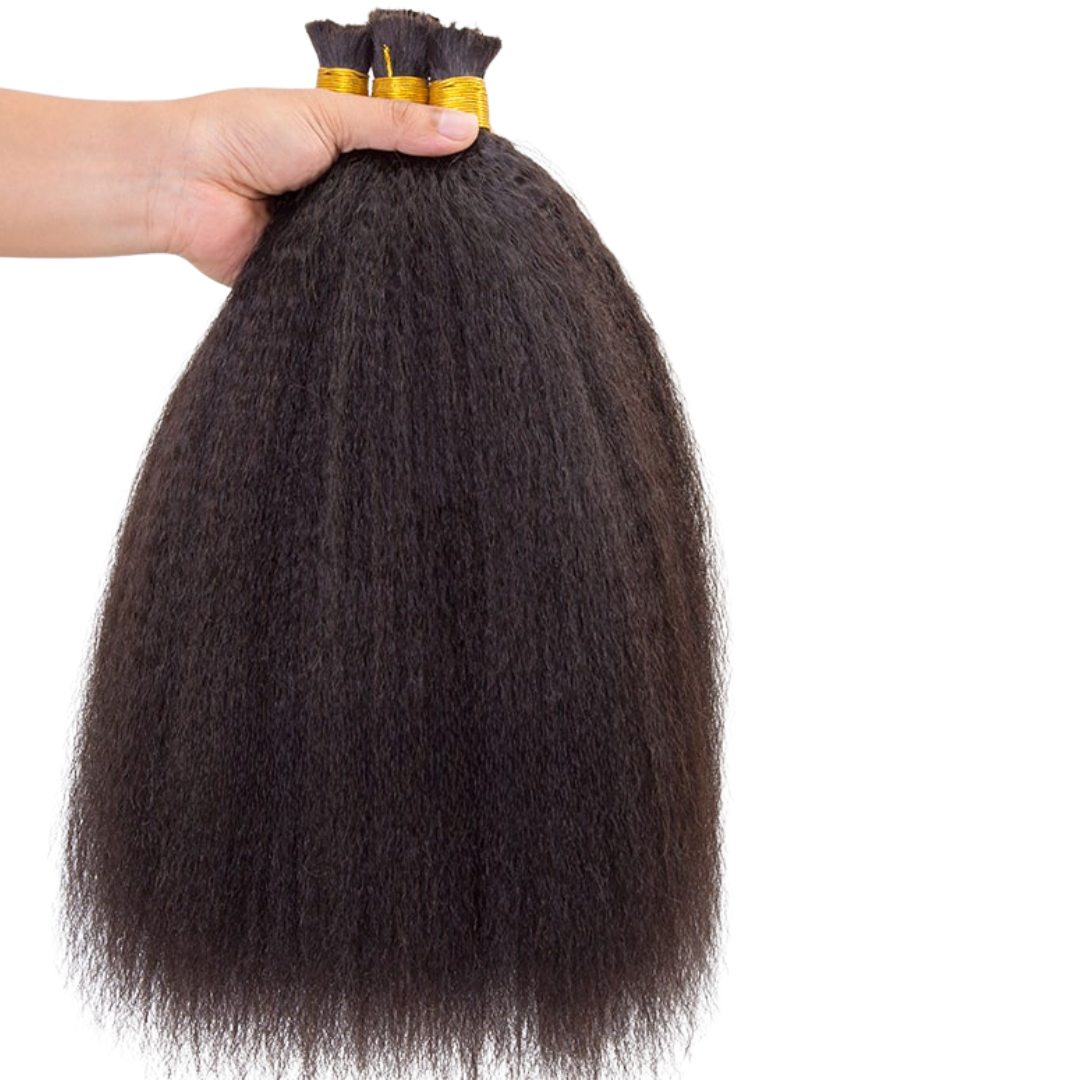 Kinky Straight Bulk Hair Bundles for Braiding,Indian Remy Human Hair