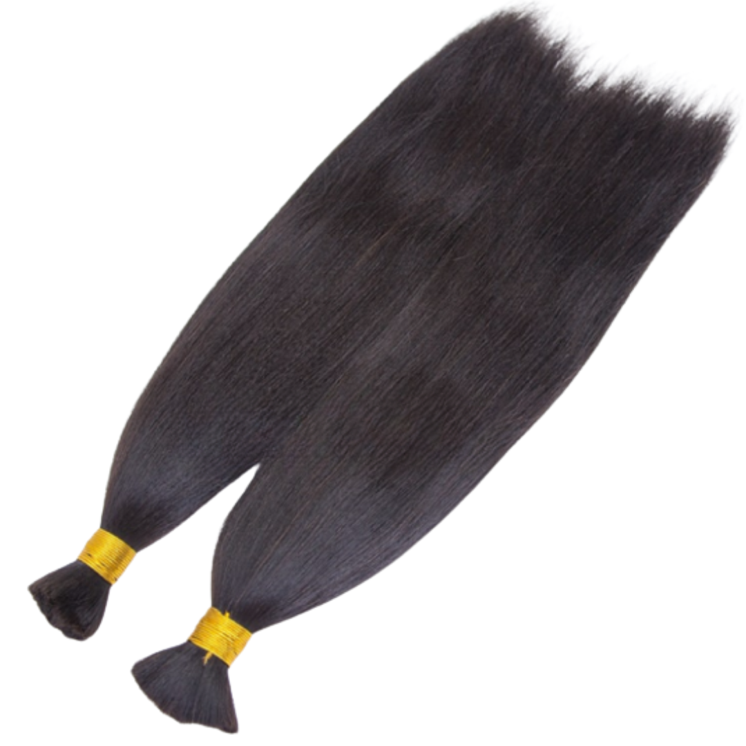 Yaki Straight Bulk Hair Bundles for Braiding,Indian Remy Human Hair