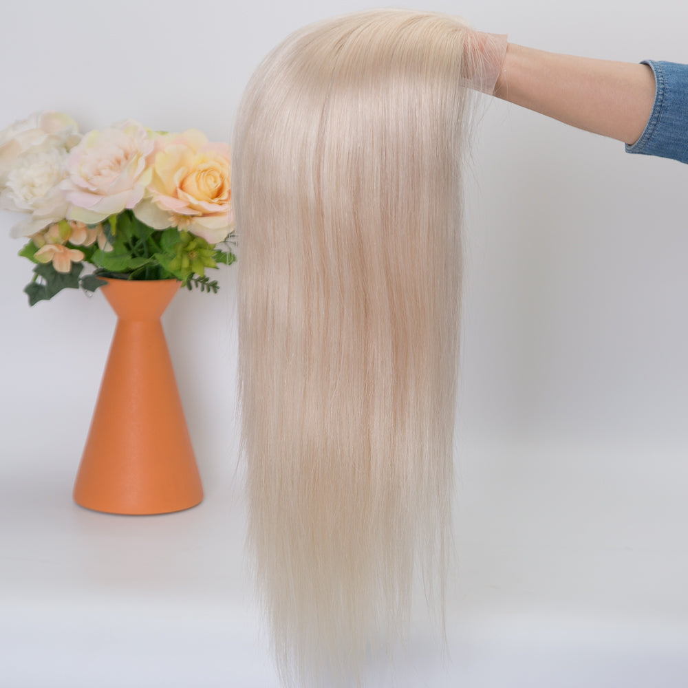 NATALIA White Blonde 4x4 Silk Top 12A Grade 100% Virgin European Hair Glueless Medical Wig