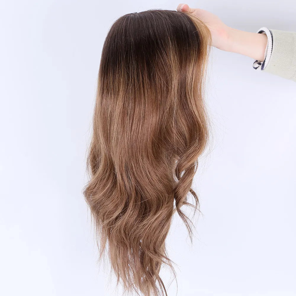 ANGELA Brown Balayage Silk Top Wig | Grade 12A European Virgin Raw Hair