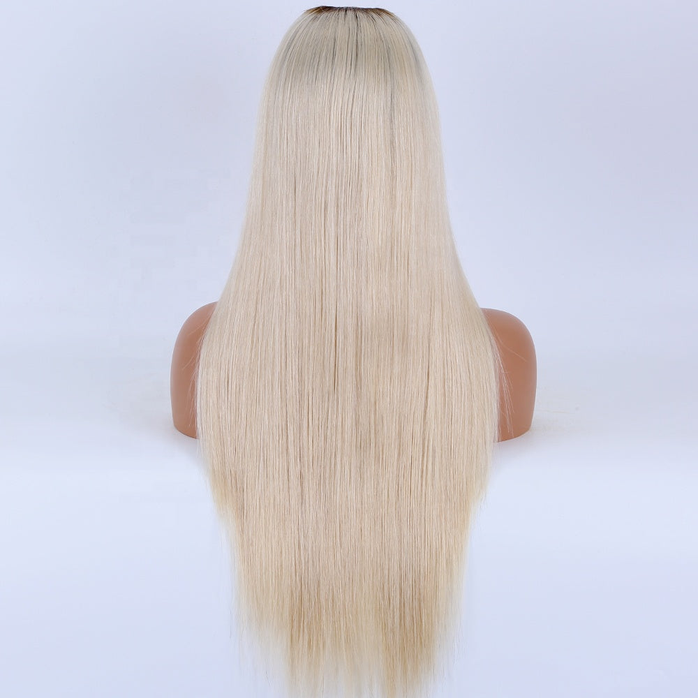 RAVEN U-part wig virgin european remy human hair roots blonde color