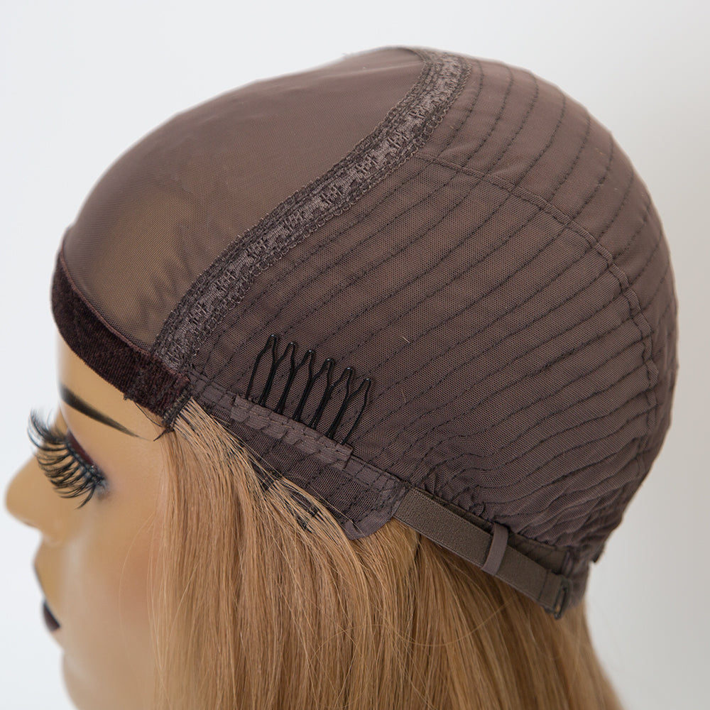 PR6 16 inch 150% density straight texture machine weft U-part Hat wig
