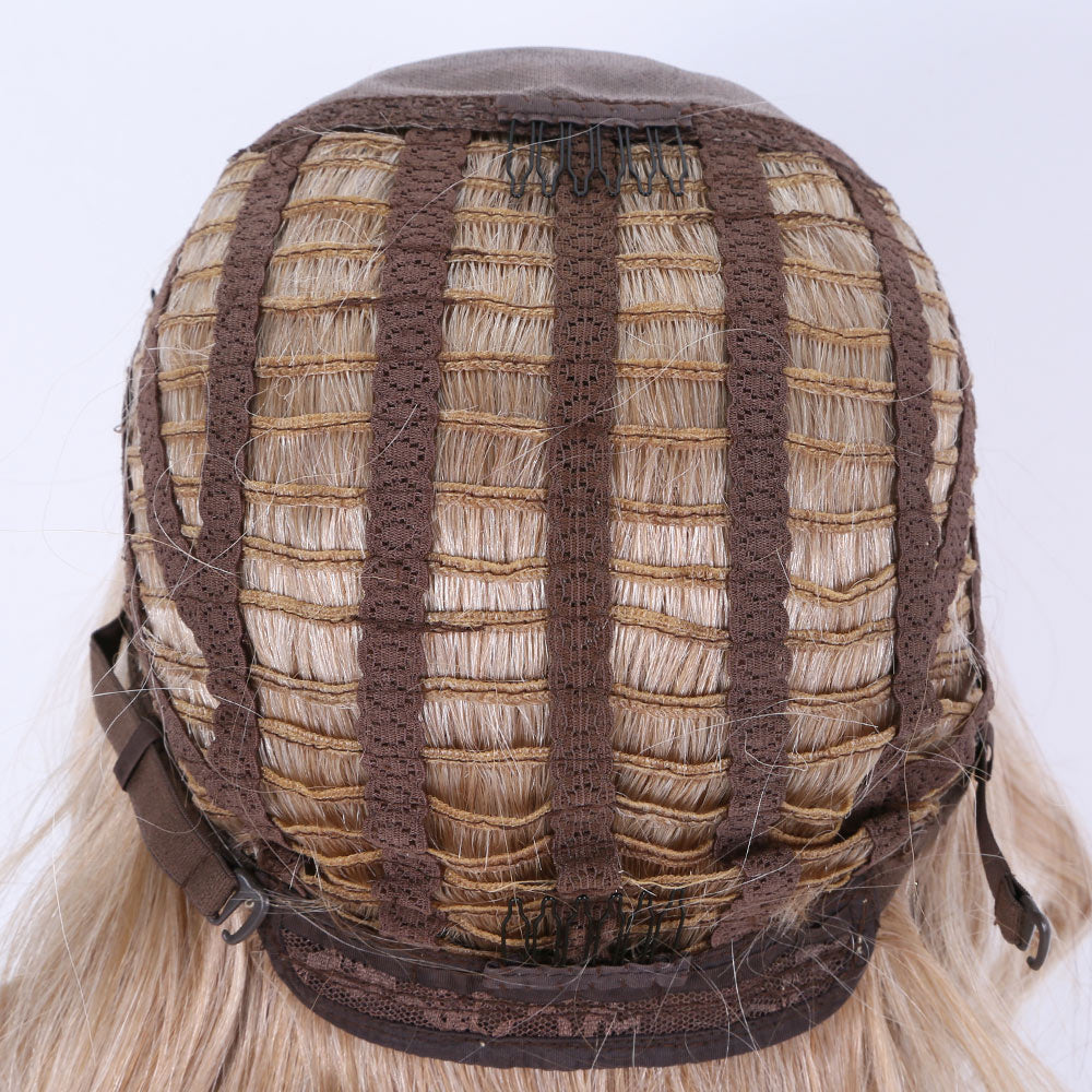 Bostock Hair Mono top high quality 4x4 5x5 half hand tied machine weft wave human hair