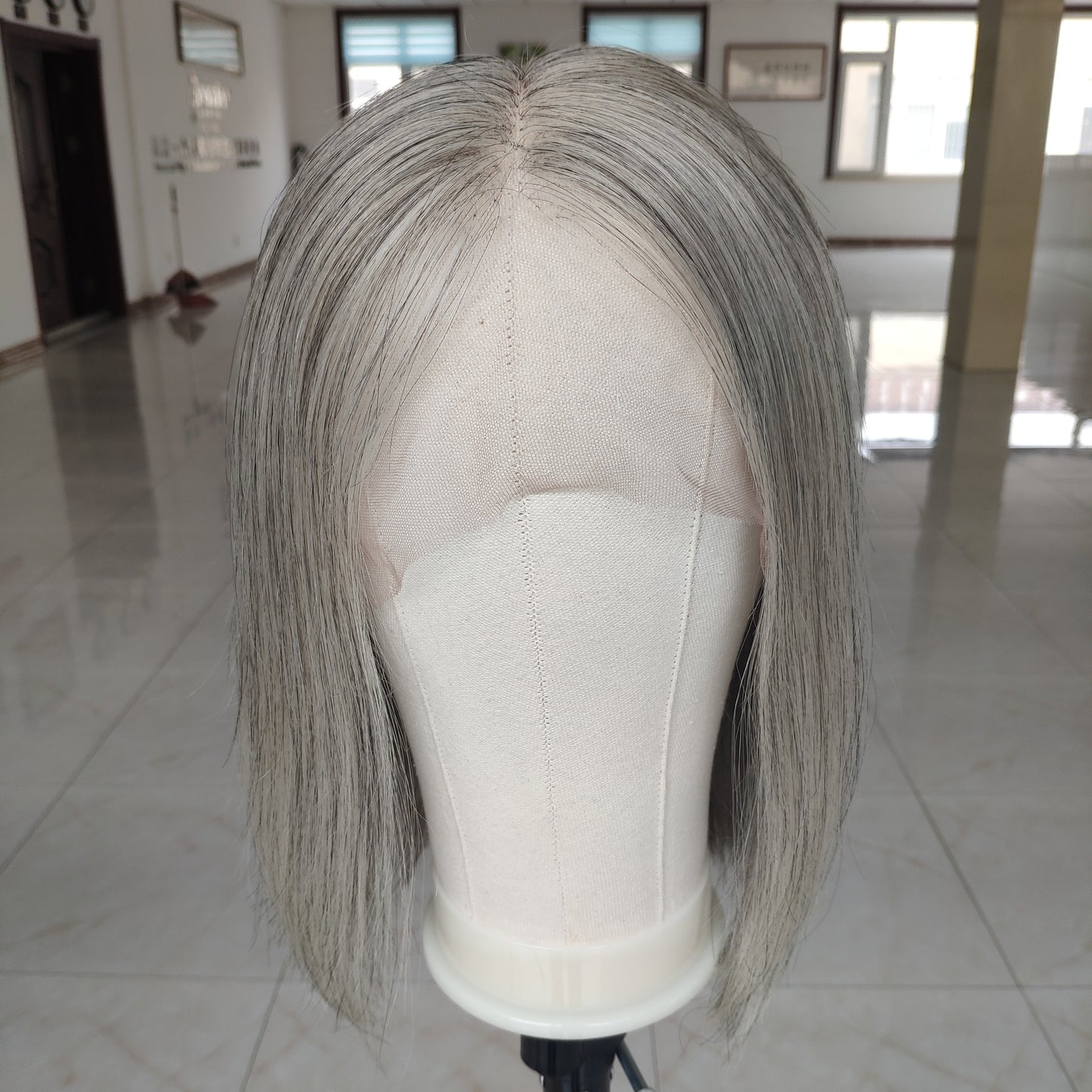 JANET Grade 12A 100% Virgin European Hair Grey Balayage Bob