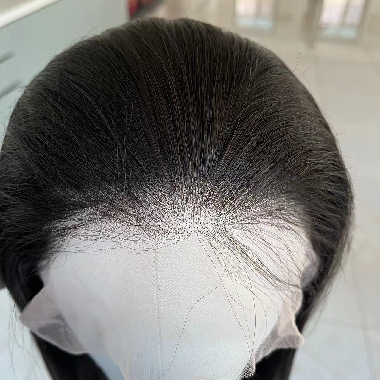 Customization 6*6 inch silk top full lace wig in natural brown color 16 inch European virgin human hair wig