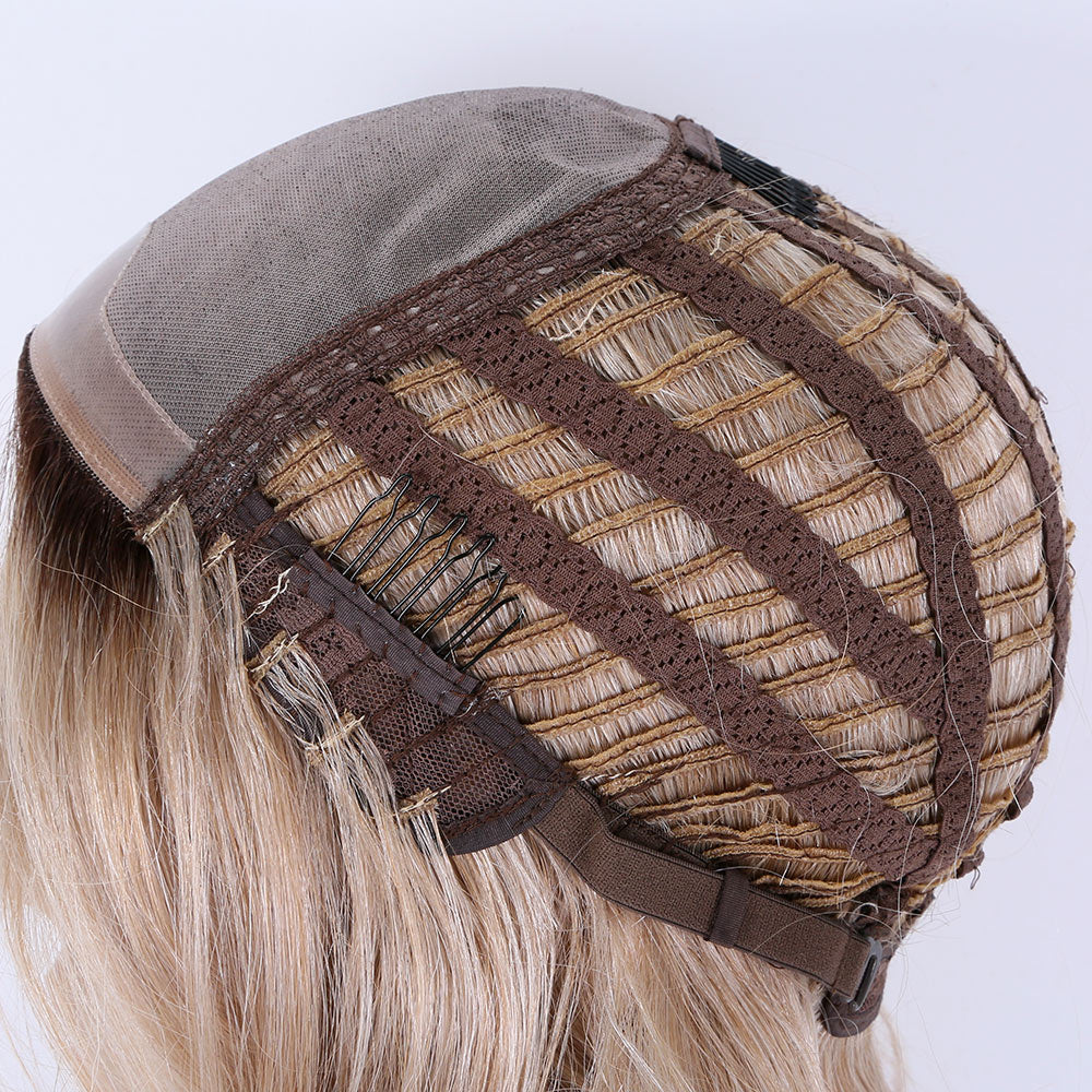 Bostock Hair Mono top high quality 4x4 5x5 half hand tied machine weft wave human hair