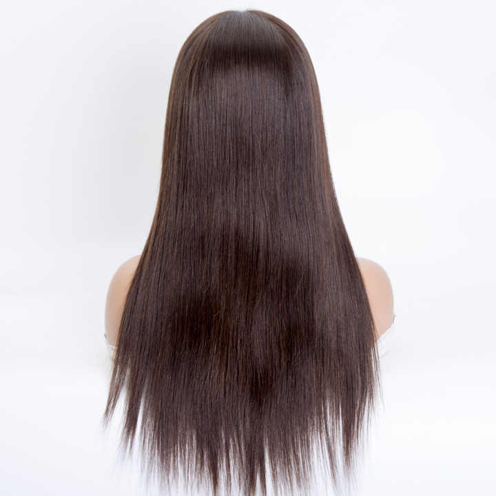 Natural brown no dyed natural color mono top lace front wig straight wave hair in stock