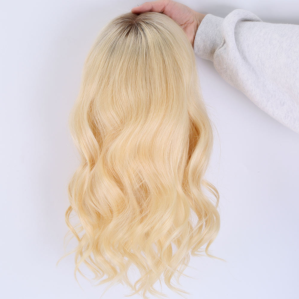 Crystal 8A Grade Cuticle Aligned 100% European Virgin Hair Ombre Blonde Color Mono Front Lace