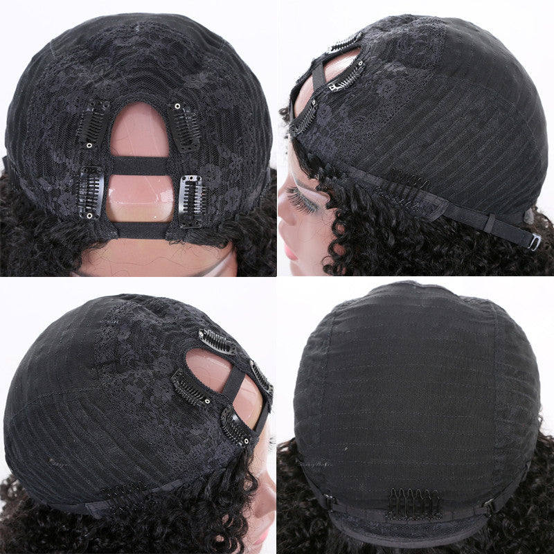 ELISE Brazilian remy human hair u part wig short afro wigs for black women