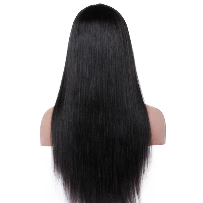 Premier Middle Part Indian Remy Long Black Straight Human Hair Wig For Black Men