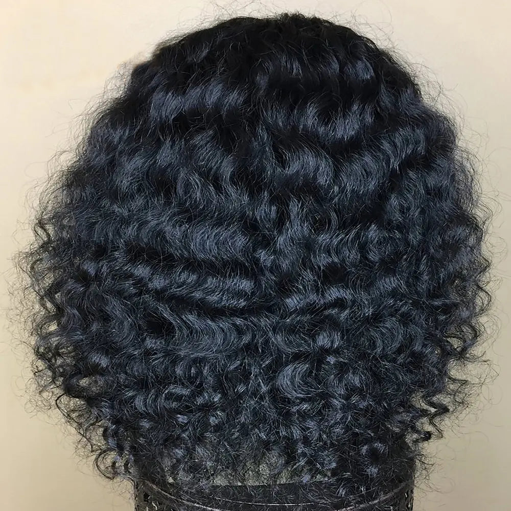 CELESTE 100% Brazilian Short Kinky Curly Bob 13x4 Glueless Hd Transparent Lace Closure Wig