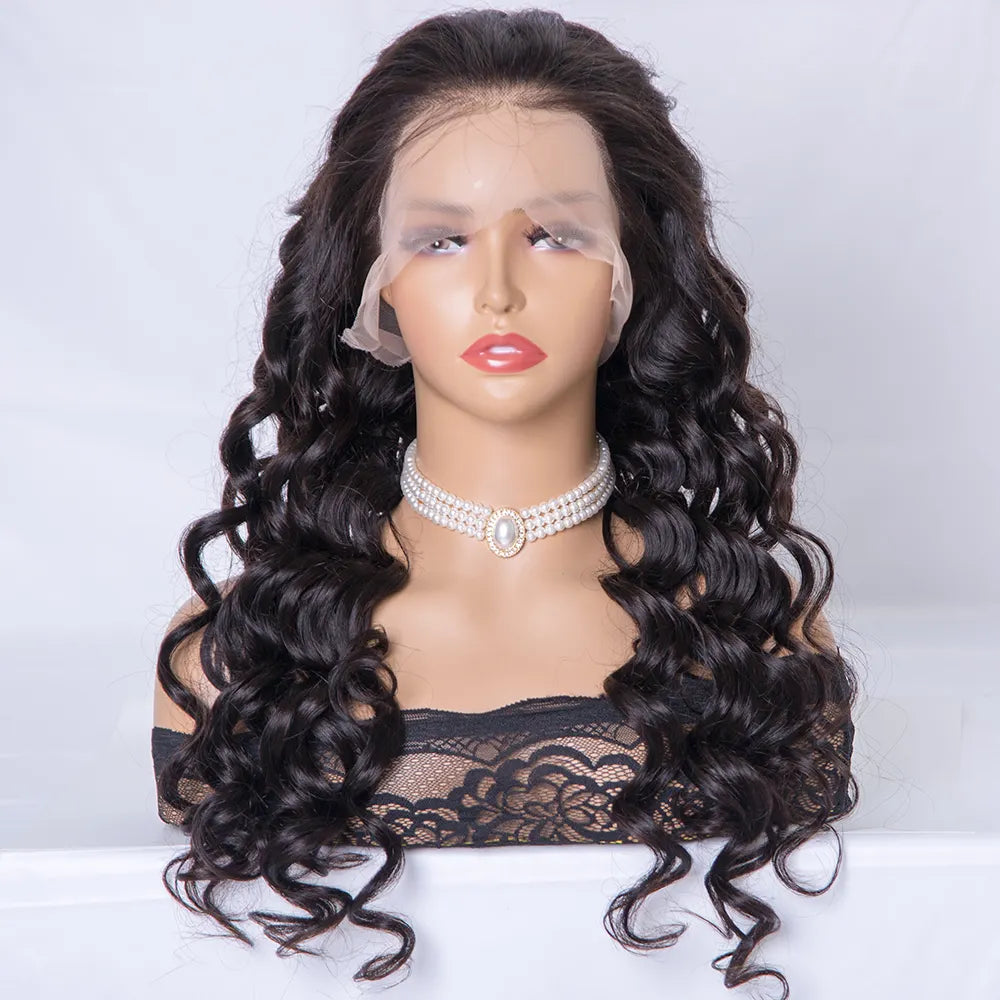 DAHLIA Loose Curly 13"x6" Lace Front Pre-bleached knots 12A Grade Cuticle Aligned 100% European Virgin human Hair