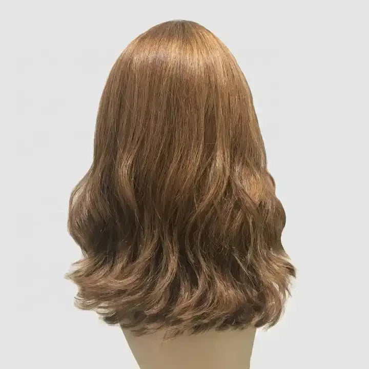 Joni Customizable 8A Grade Cuticle Aligned 100% Virgin European Hair Natural Wavy Silk Top Wigs With Bangs
