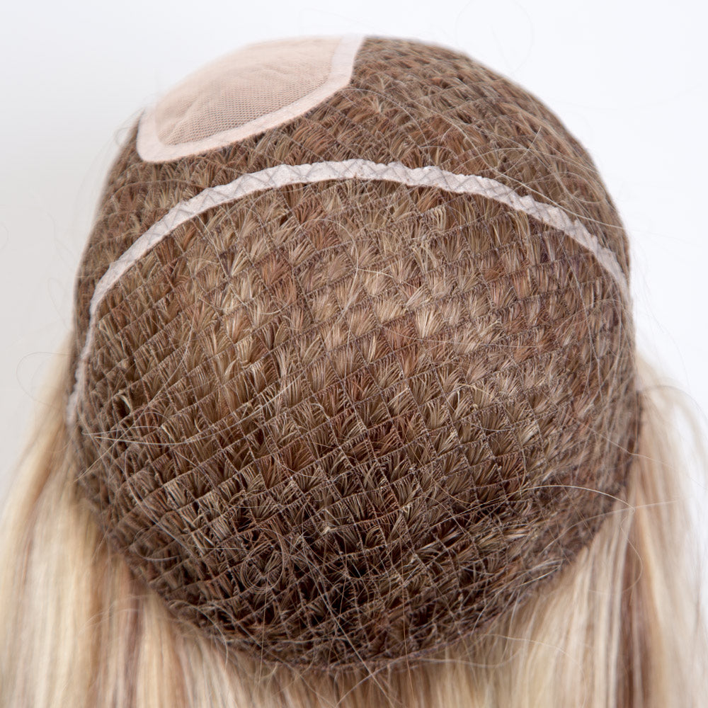 Customization 14" 150% Density Blonde Balayage Color European Hair 2.5"x4" Silk Base Wig Full Fishnet Wig Cap