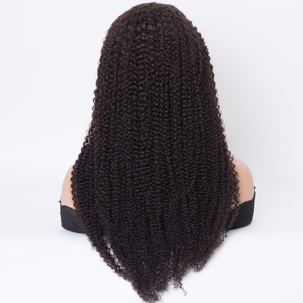 CELESTE Kinky curly texture 24 inch human hair machine made V part wigs for women
