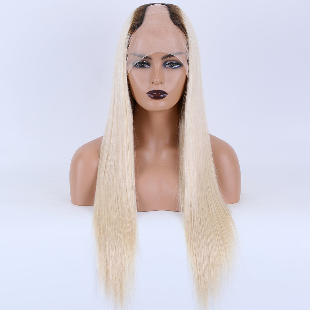 RAVEN U-part wig virgin european remy human hair roots blonde color