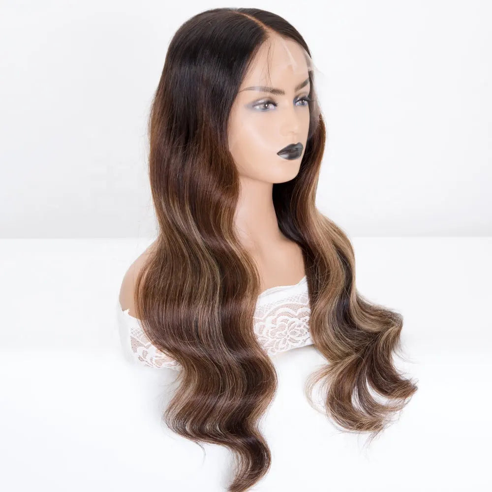 EDEN 24" HD lace front wig single knots balayage color wig
