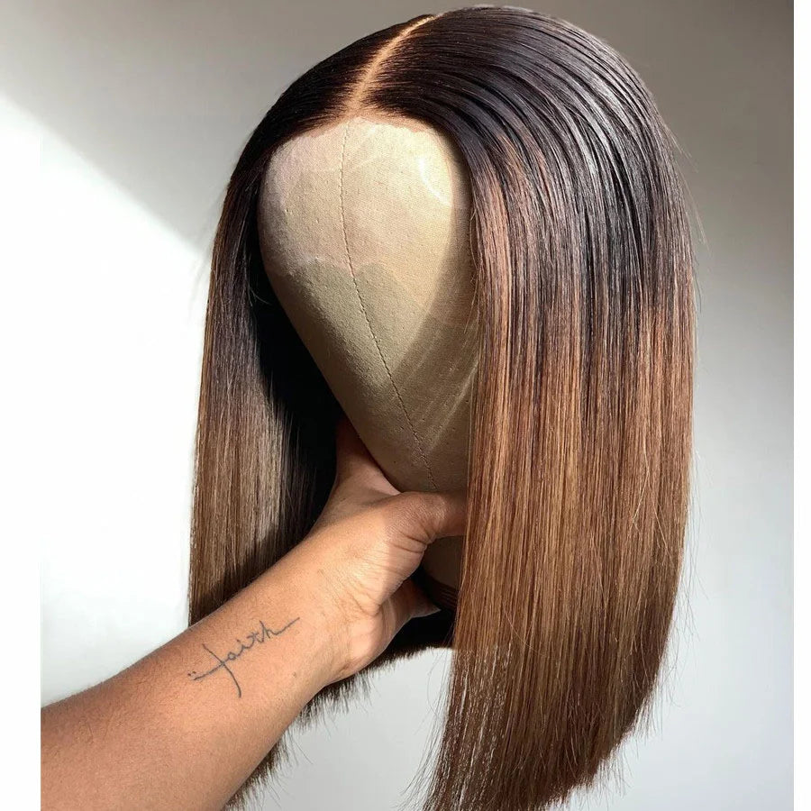 Shamea Short Bob Highlight Brown 12A Grade Cuticle Aligned 100% Virgin Brazilian Hair