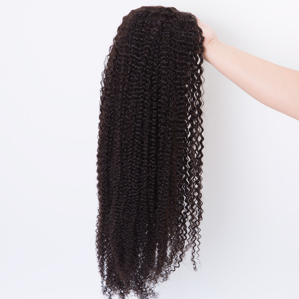 CELESTE Kinky curly texture 24 inch human hair machine made V part wigs for women