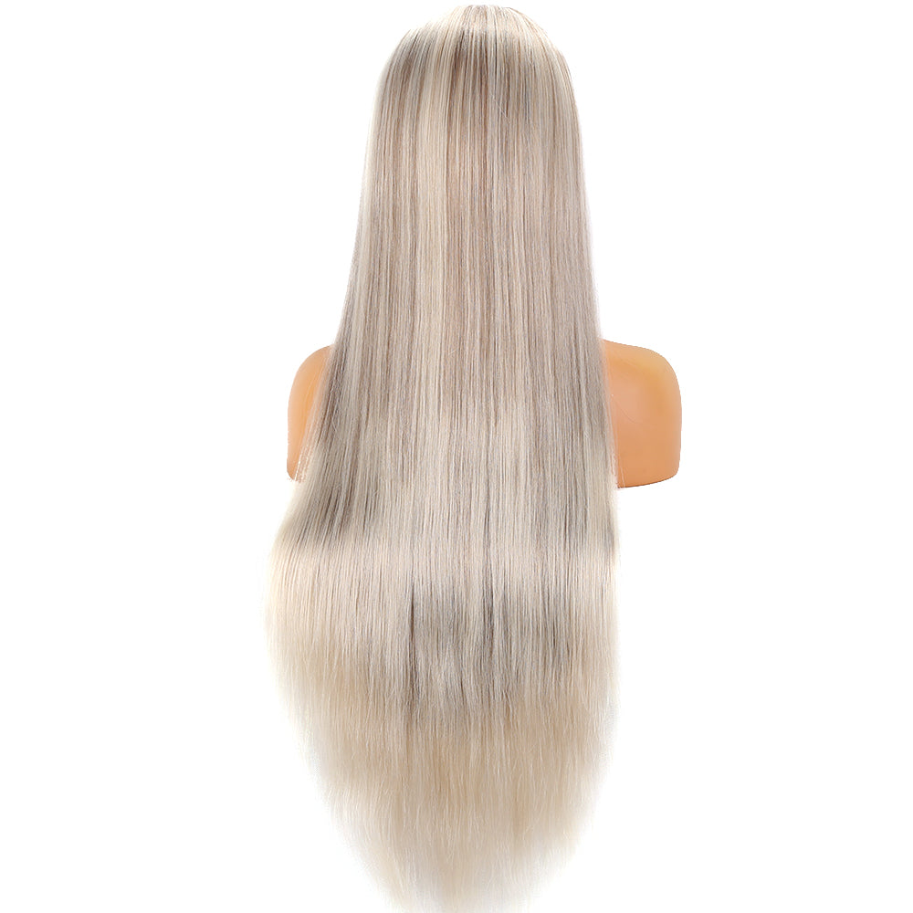 customize longest length lace wigs virgin cambodian human hair transparent lace ice white blonde balayage color full lace wig