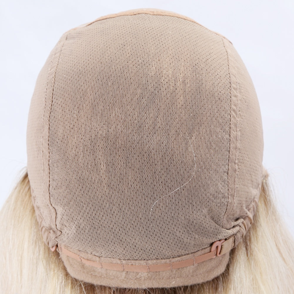 super double drawn european human hair 60 density balayage blonde brown color Invisible knots glueless silk base full lace wig