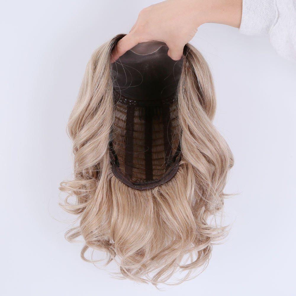 Bostock Hair Mono top high quality 4x4 5x5 half hand tied machine weft wave human hair