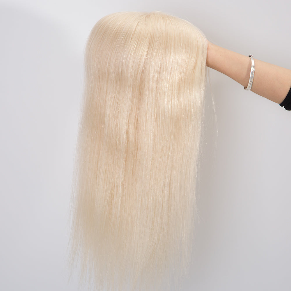 Samantha 7"x8" 613 Blonde Fishnet Topper With Thin Silk 16 inch 100% 12A Grade Cuticle Aligned European Virgin Hair topper