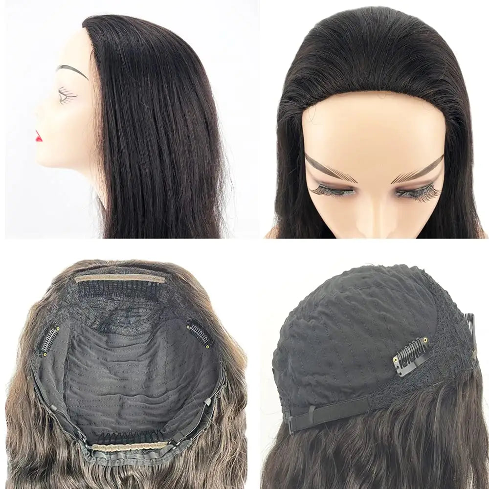 Daisy Dark Brown Kosher Human Hair Half Wig – Unprocessed Virgin Brazilian Hair, Body Wave, Non-Lace, 3/4 Half Wig