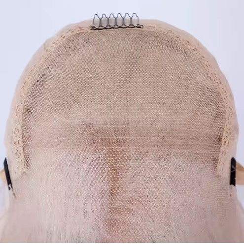 AMBER Glueless Platinum Dark Roots Curly HD lace front European hair wig
